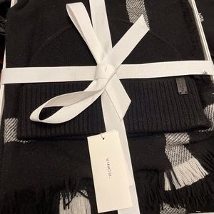 Vince Black and White Scarf and Beanie Set